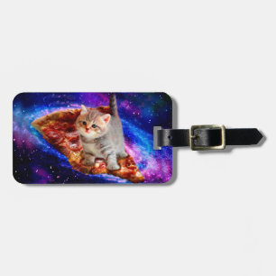 Etiqueta De Bagagem Gatos em pizza espacial