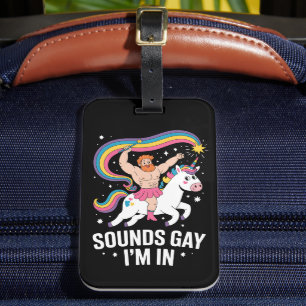 Etiqueta De Bagagem Gay de som Estou Vestindo saia Unicorn LGBTQ