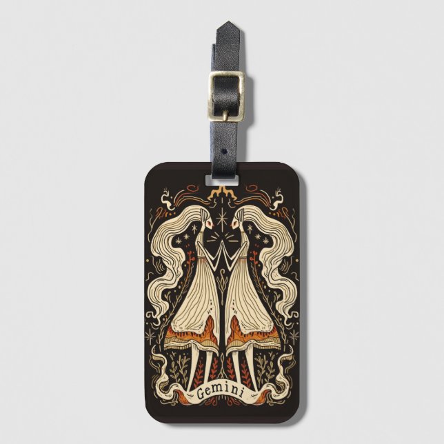 Etiqueta De Bagagem Gemini Celestial Zodiac Art (Frente Vertical)
