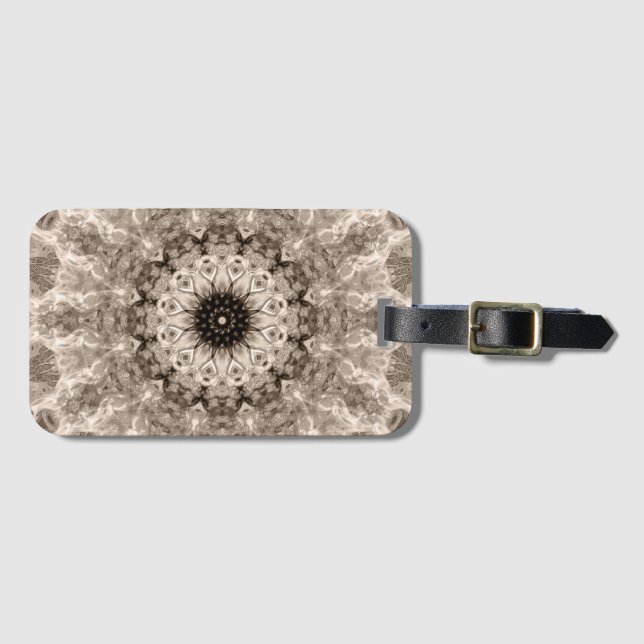 Etiqueta De Bagagem geométrico, bege, marrom, mandala (Frente Horizontal)