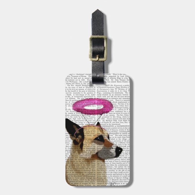 Etiqueta De Bagagem German shepherd com Halo Rosa (Frente Vertical)