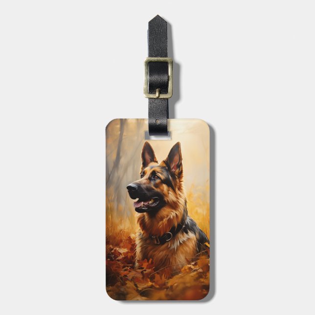 Etiqueta De Bagagem German shepherd no outono (Frente Vertical)