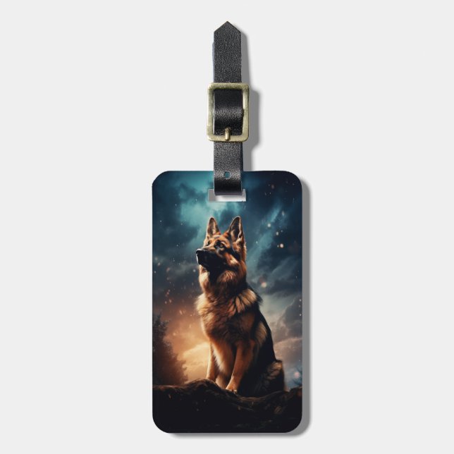 Etiqueta De Bagagem German shepherd Sob Stormy Sky (Frente Vertical)