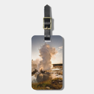 Etiqueta De Bagagem Geyser da borda, bacia do geyser de Norris