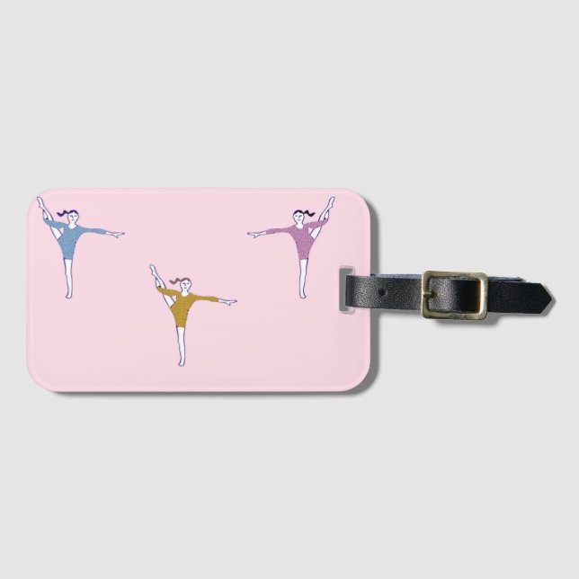 Etiqueta De Bagagem ginastas a rosa (Frente Horizontal)