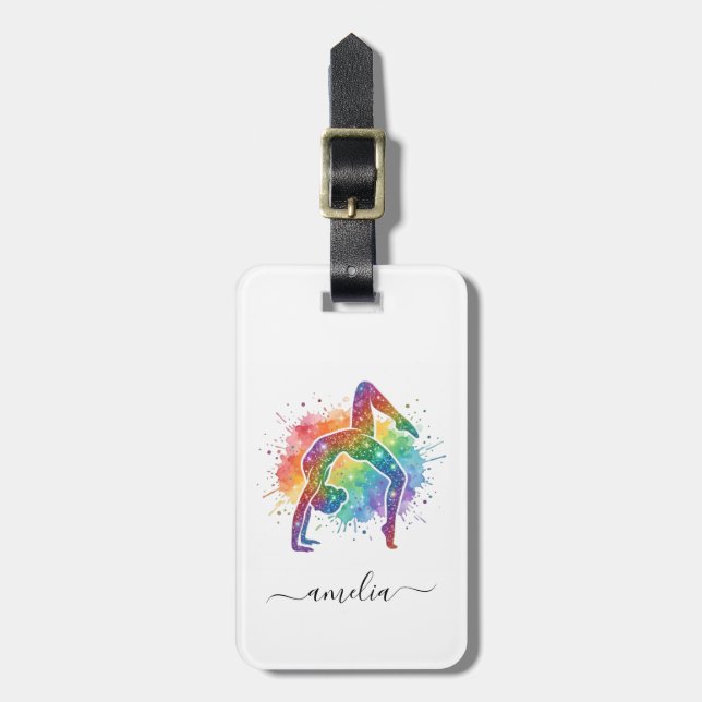 Etiqueta De Bagagem Ginástica Personalizada Brilho (Frente Vertical)