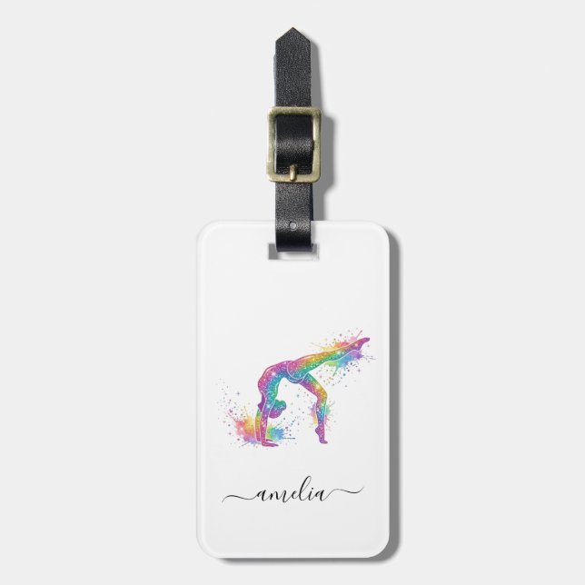 Etiqueta De Bagagem Ginástica Personalizada Brilho (Frente Vertical)