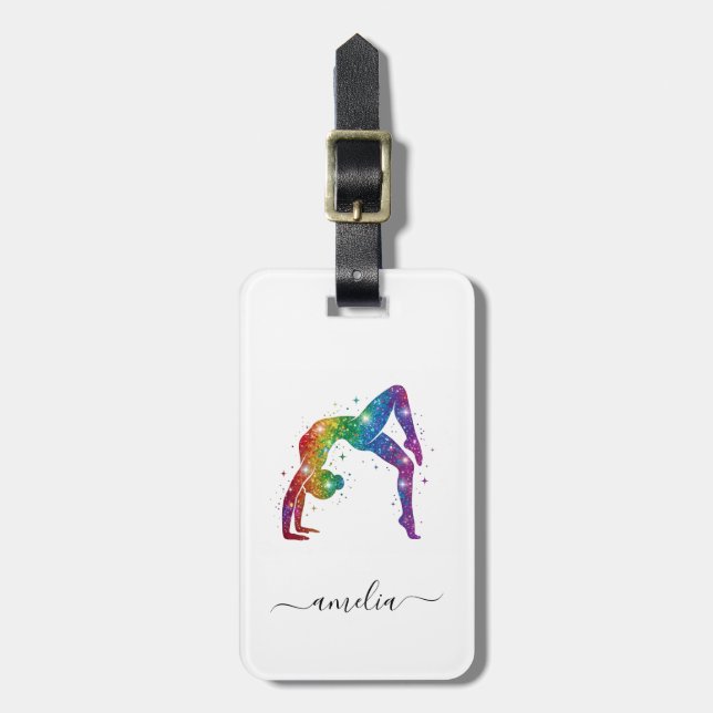 Etiqueta De Bagagem Ginástica Personalizada Brilho (Frente Vertical)