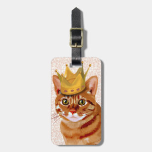 Etiqueta De Bagagem Ginger Cat com Retrato Coroa