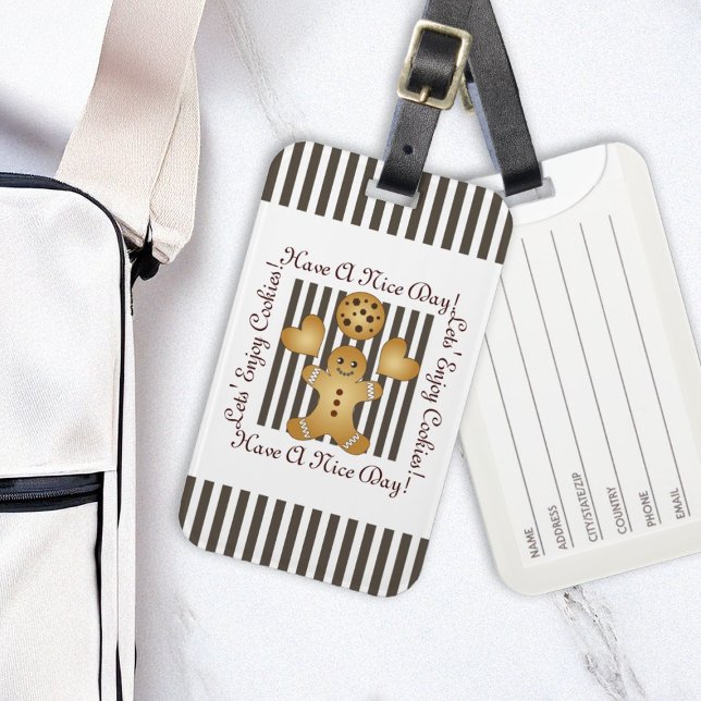 Etiqueta De Bagagem Gingercake Man Cookie Ilustração Crianças (Criador carregado)