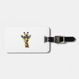 Etiqueta De Bagagem girafa de óculos de sol com óculos de sol