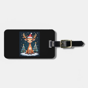 Etiqueta De Bagagem Girafa Rena Chapéu Papai Noel Árvore de Natal Dive