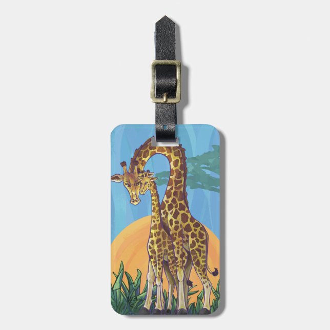 Etiqueta De Bagagem Giraffe Mama e Bebê (Frente Vertical)