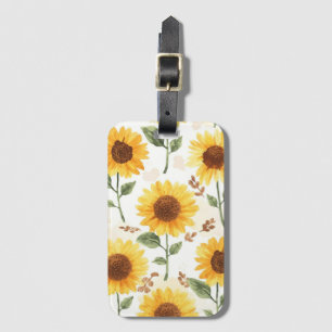Etiqueta De Bagagem Girassóis Amarelos Aquarela Floral Caprichoso