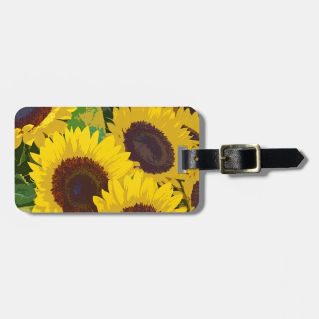 Etiqueta De Bagagem Girassóis de verão amarelos (Frente Horizontal)