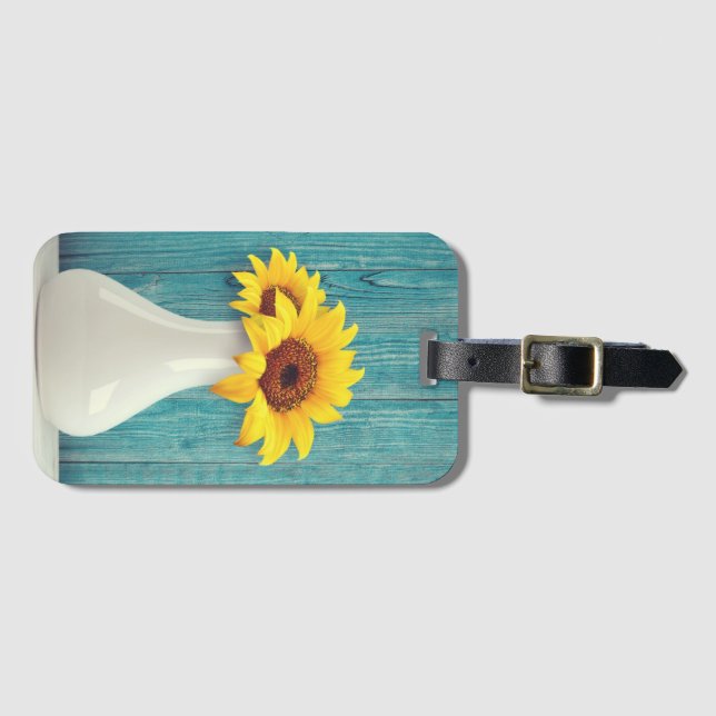 Etiqueta De Bagagem Girassóis num vaso (Frente Horizontal)