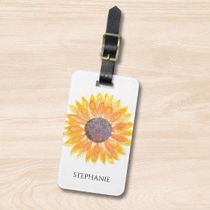 Etiqueta De Bagagem Girassol Aquarela Personalizado