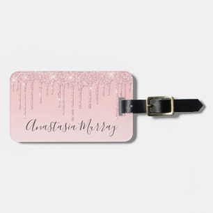 Etiqueta De Bagagem Girly Glam Blush Rosa Rosa Dourado - Nome dos Driv