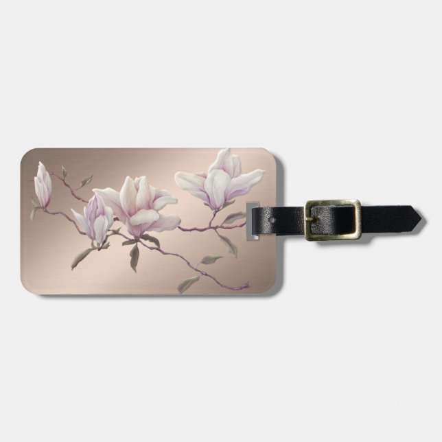 Etiqueta De Bagagem Girly Modern Chic Magnolia (Frente Horizontal)
