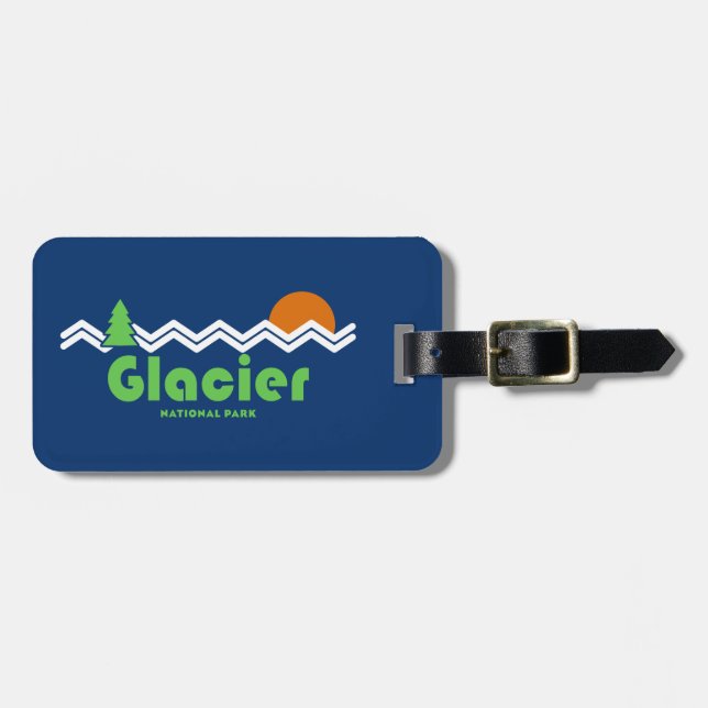 Etiqueta De Bagagem Glaciar National Park Retro (Frente Horizontal)