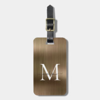 Glama Monograma de Script de Metal Brugado Dourado