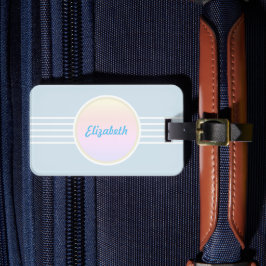 Etiqueta De Bagagem Glamour Retro Personalizado Azul Gelo e Opala