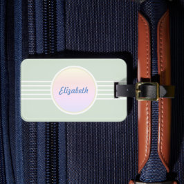 Etiqueta De Bagagem Glamour Retro Personalizado Verde Menta e Opala