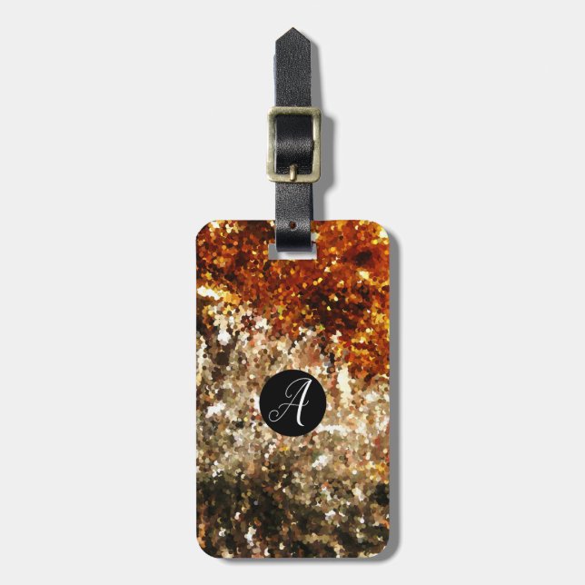 Etiqueta De Bagagem Glitter de ouro quico monograma (Frente Vertical)