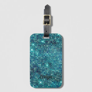 Etiqueta De Bagagem Glitter de Teal Personalizado