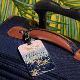 Etiqueta De Bagagem Glitter e mármore personalizados
