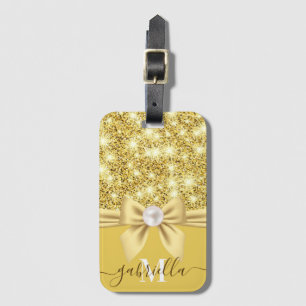 Etiqueta De Bagagem Glitter e pérolas do arco