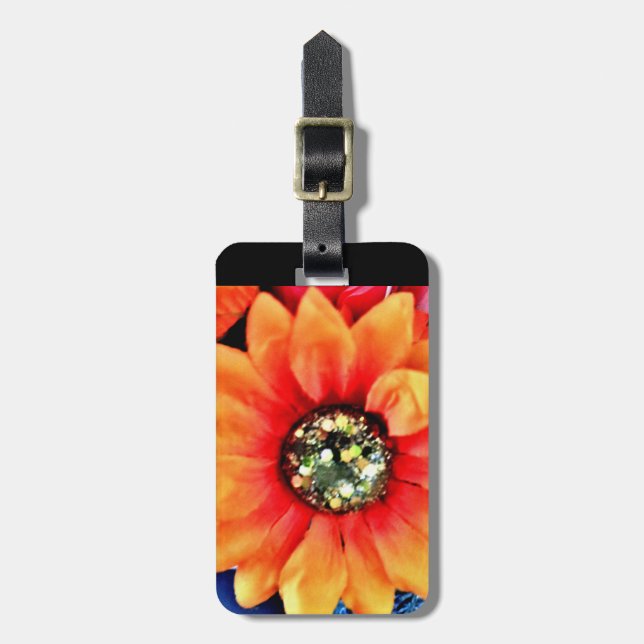 Etiqueta De Bagagem Glitter Girassol (Frente Vertical)