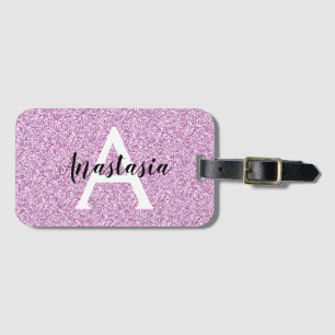 Etiqueta De Bagagem Glitter Roxo Glitter Glitter Gelado Grelha Nome do