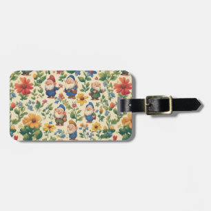 Etiqueta De Bagagem Gnomo a floresce design