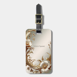 Etiqueta De Bagagem Gold Floral Luggage Tag