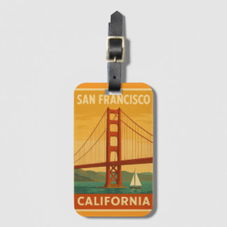 Etiqueta De Bagagem Golden Gate Bridge Retro – San Francisco Luggage T
