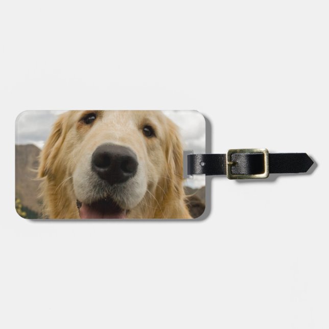 Etiqueta De Bagagem Golden retriever feliz (Frente Horizontal)