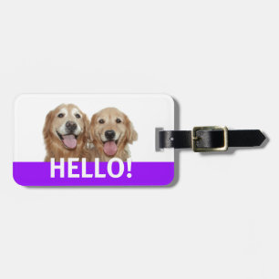 Etiqueta De Bagagem Golden retriever olá!