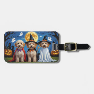 Etiqueta De Bagagem Goldendoodle Cães Pumpkin Halloween Engraçado