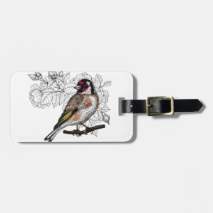 Etiqueta De Bagagem Goldfinch e rosas