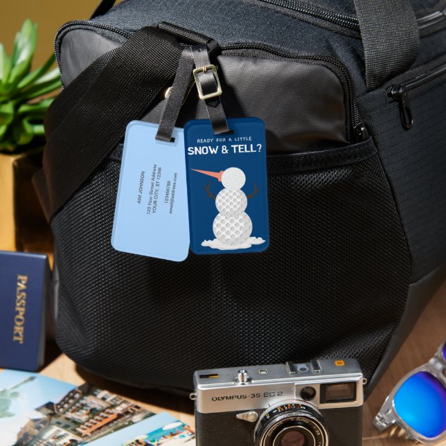 Etiqueta De Bagagem Golf ball Snowman (Frente e verso)