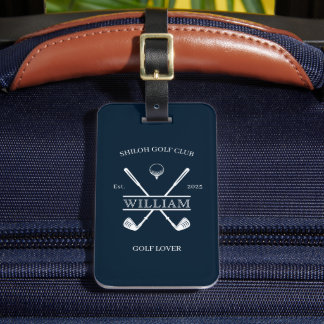 Etiqueta De Bagagem Golf Lover Cross Club Dark Blue