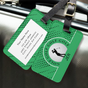 Etiqueta De Bagagem Golf Viagem Golfer Masculino Silhueta Verde Preto