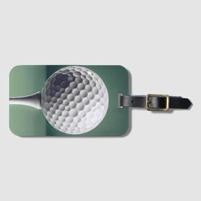 Etiqueta De Bagagem Golfball em Tee (Frente Horizontal)