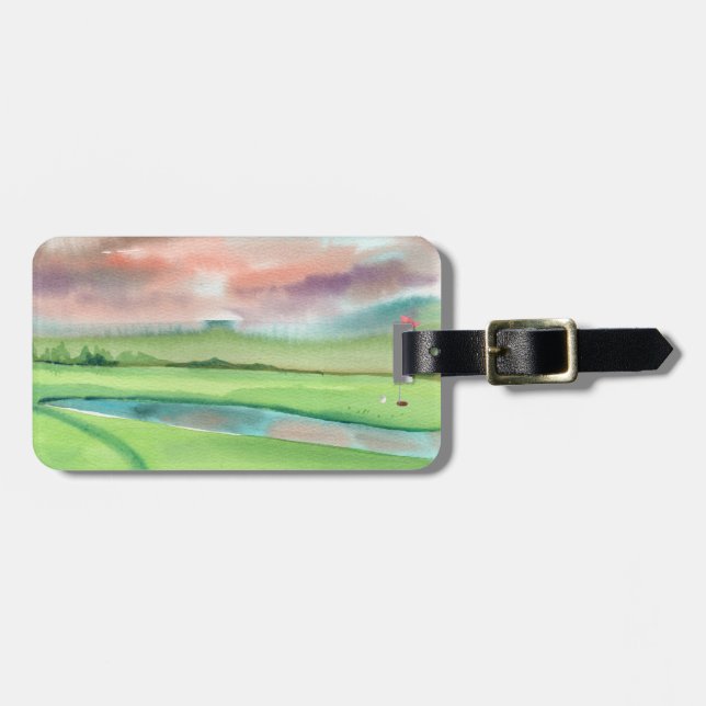 Etiqueta De Bagagem Golfe em Aquarela (Frente Horizontal)