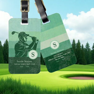 Etiqueta De Bagagem Golfer com o Golf Club Elegante Green