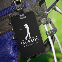 Etiqueta De Bagagem Golfer de Monograma Personalizado Preto