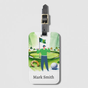 Etiqueta De Bagagem GOLFER na Rua do Curso de Golfe. Dia de Patrick