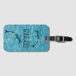 Etiqueta De Bagagem Golfinho Divertido e Bolhas Personalizadas