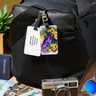 Etiqueta De Bagagem Golfinhos do Oceano em Aquarela Flores Tropicais